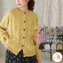 【限定!15%OFFクーポン配布】 大きいサイズレディース カーディガン | カラーネップ クルーネック ケーブルニットカーディガン _ カーデ 羽織り LL 3L 4L 5L 秋 秋物 秋服 冬 冬物 冬服 ぽっちゃり ゆったり カジュアル プラスサイズ ざっくりニット [640181]