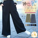 【期間限定クーポン配布】 大きいサイズ レディース パンツ | 【ちょい温シリーズ】 身長別 2丈 ワイドパンツ _ パンツ ボトムス ワイドパンツ LL 3L 4L 5L 6L 7L 8L 秋 秋物 秋服 冬 冬物 冬服 暖か過ぎない 寒過ぎない ぽっちゃり ゆったり [499012S/499012R]