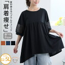 【限定!全品P5倍7/16 13:59まで】 大きいサイズ レディース チュニック | 選べるタイプ別 肩痩せ ペプラム チュニック _ トップス LL 3L 4L 5L 半袖 夏 夏物 夏服 夏用 ぽっちゃり ゆったり プラスサイズ 二の腕カバー かわいい おしゃれ カジュアル [5556000/5556001]