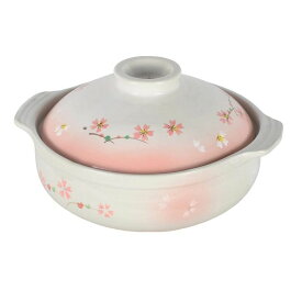 土鍋 7号 ガス火専用 2〜3人用 L1973 桜日和 土なべ 鍋料理 ピンク パール金属