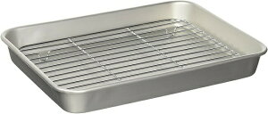 日本製 クッキングバット 4号 網付 シルバー 27.8×21.3×3.6cm あみ アミ 水切り アルミ キッチン 天ぷら フライ 料理 調理 油 台所 便利 清潔 丈夫 冷蔵 保存 プレート