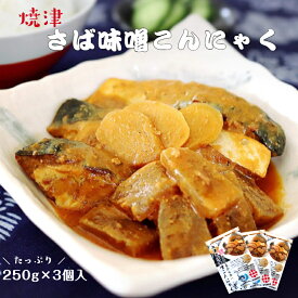 【ネコポス送料無料】 国産さば使用！焼津さば味噌こんにゃく 250g入×3袋 鯖専門店のあまる齋藤商店　国産さばを贅沢にたっぷり使用しこんにゃくと味噌で煮込みました♪湯煎で簡単調理！ 電子レンジでもOK！ 鯖の味噌煮 サバ さば レトルト 常温保存 簡単 時短 調理