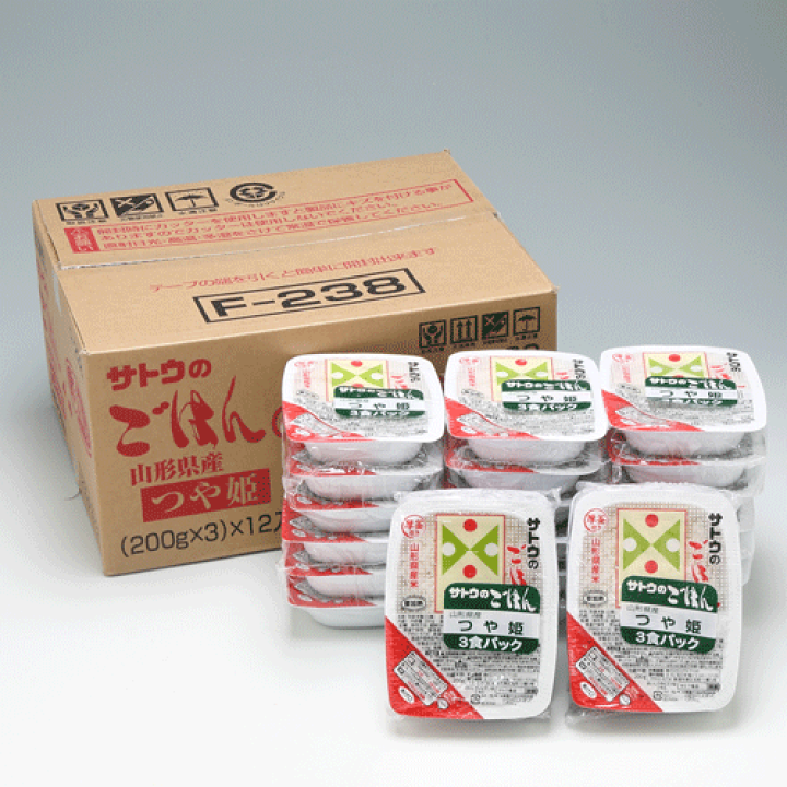 サトウのごはん ひのひかり×12袋　＆　つや姫×2袋 非常食 Amazon | サトウのごはん 山形県産つや姫 3食セット(200g×3P)×12