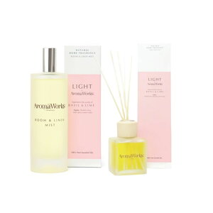 Aroma Works ディフューザー& ルームミストセット バジル&ライム|| アロマワークス アロマミスト ルームスプレー 合成香料不使用 天然香料 ナチュラル アロマ ギフト