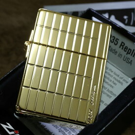 ZIPPO 1935 レプリカ ゴールド 両面スクエアカット ジッポ ライター インナー金タンク ブランド おすすめ カジュアル かっこいい アウトドア