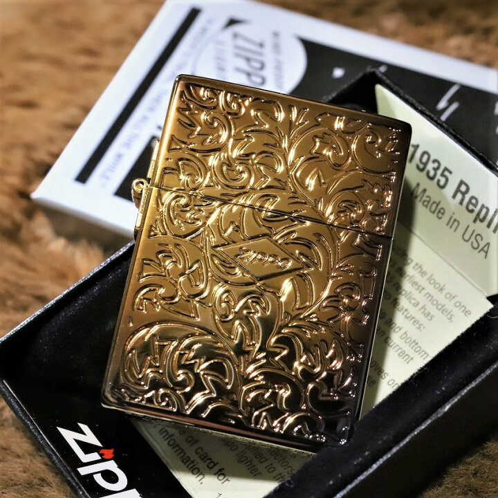 楽天市場】1935 レプリカ 両面アラベスク BS 真鍮古美 ZIPPO 四角い 