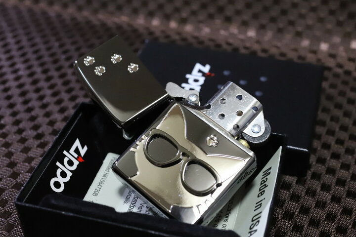 楽天市場】猫ZIPPO グラサンキャット 鏡面ブラック＆シルバー 黒 銀 