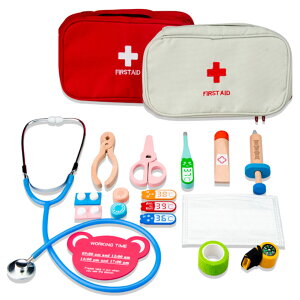 おもちゃ 医者セットおもちゃ 15点セット 医療キットおもちゃ 誕生日プレゼント 出産祝い お医者さんごっこ  ケース付  グレー/レッド