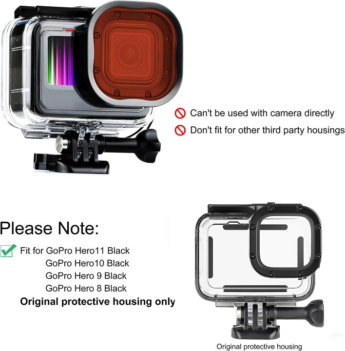 楽天市場】SOONSUN 潜水フィルター GoPro Hero 8 9 10 11用 ブラック 