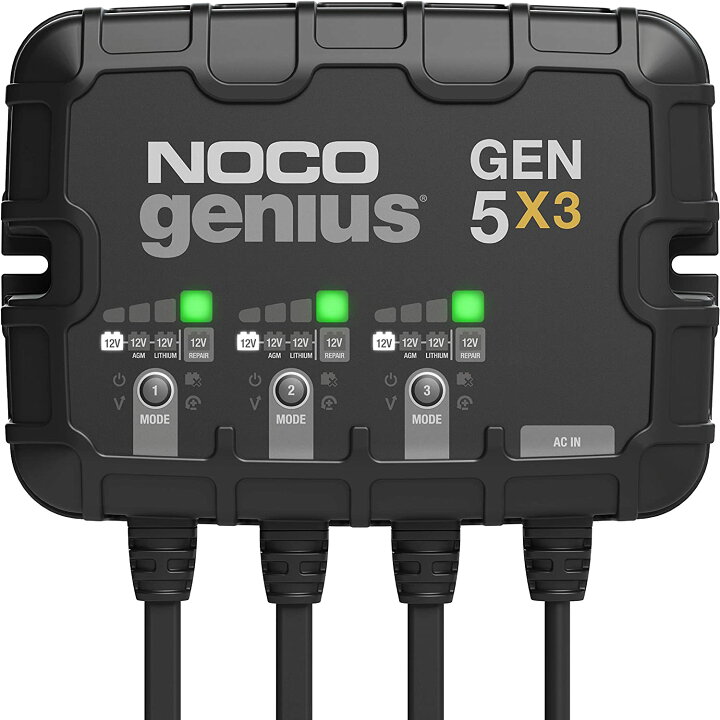 楽天市場】NOCO Genius GEN5X3 3 バンク 15A（5A/バンク）スマート  