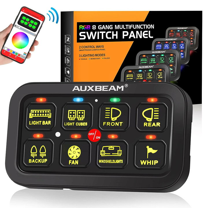 楽天市場】Auxbeam 8ギャング スイッチパネル RGB AR-800 トグル瞬間 