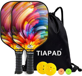 Tiapad ピックルボールパドル2/4セット USAPA公認ピックルボールラケットセット グリップテープ ピックルボール 携帯用ピックルボールバッグ グラスファイバー製軽量ピックルボールパドル 大人用