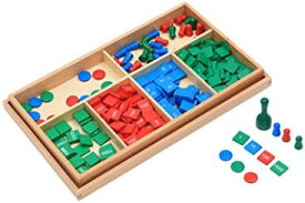 Adena Montessori C060 モンテッソーリ教材 スタンプゲーム 知育玩具 おもちゃ 緑 青 赤 木製 算数教材