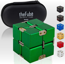 PILPOC AB-122 theFube Infinity Cube フィジェットデスクおもちゃ ルービックキューブ アルミニウム製 無限マジックキューブ ケース付き 頑丈 重い ストレスと不安を軽減 ADD ADHD OCD 用 グリーン