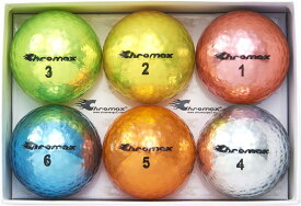 Chromax メタリック M5 カラーゴルフボール 標準ゴルフボール 6個入り アソート メタリックゴルフボール ゴルフ 男性 女性 ジュニア シニア 高い視認性 ゴルフギフト