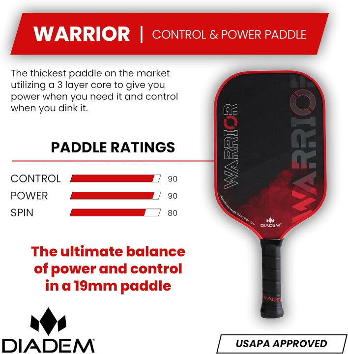 楽天市場】Diadem Warrior ピックルボール パドル レッド ラケット 