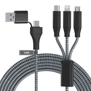 Bawanfa USB C to Multi 3 in 1 [dP[u 3M/10Ft [Apple MFi F] USB A/C to Type C+Micro USB+Lightning RlN^ iPhone foCXp jo[T[dP[u (Type C  ipad Ή)