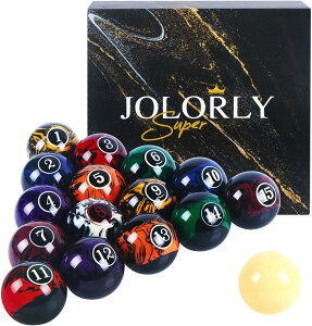 JOLORLY Dark Marble-Swirl Billiard Balls AAA-Grade �r�����[�h�{�[�� 16�� ���S�Z�b�g 2-1/4 �C���` �K��T�C�Y&�d�� �v���g�[�i�����g�r�����[�h�{�[��