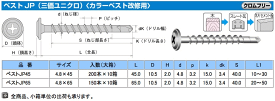 ヤマヒロ コーススレッド スレート瓦ビス ベストJP(三価ユニクロ)(カラーベスト改修用) ベストJP45