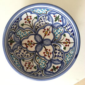 【手描き】チュニジア・ナブールの陶器　澄んだブルーが印象的　ボウル　13cm　69　おうちごはん　デザート皿