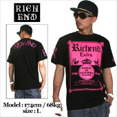 RICHENDリッチエンドTシャツ半袖メンズ大きいサイズEXTRA(ブラック×ショッキングピンク)B系ストリート系ヒップホップダンス衣装ブランドファッションAMAZINGアメージング