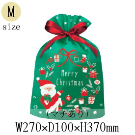 クリスマス 不織布巾着バッグ グリーンサンタ 1枚入 CD-026 Xmas ラッピング レター ギフト プレゼント MB-B