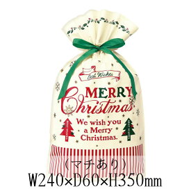 ラッピング 業務用 Xmas 巾着バッグ クラシカルクリスマス 240×60×350 Sサイズ 1枚入 XCL-RBS バラ売り 28-136-2-2 ラッピング レター ギフト プレゼント MB-B