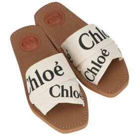クロエ CHLOE WOODY キャンバス フラットサンダル ミュール シューズ 靴 ホワイト系 CHC19U188 08 101