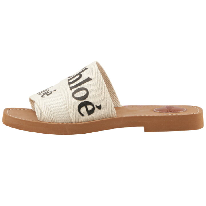 楽天市場】クロエ CHLOE サンダル WOODY ロゴ リネン フラットミュール  