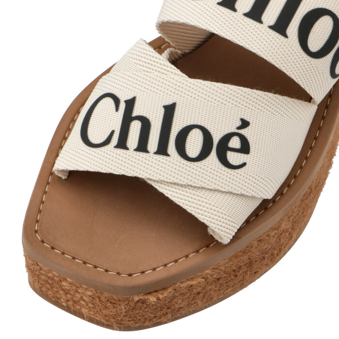 クロエ CHLOE サンダル WOODY 刺繍キャンバス ウェッジミュール シューズ 靴 ホワイト系 CHC21U449 08  101【2306CO66】 | アメイジングサーカス