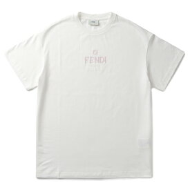 フェンディ FENDI 【大人もOK】キッズ Tシャツ FENDI ROMA ロゴ スパンコール クルーネック 半袖シャツ JFI287 7AJ F0TU9【2023AW SALE】