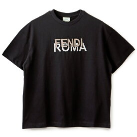 フェンディ FENDI 【大人もOK】キッズ Tシャツ 12+(14Y) FENDI ROMA グラフィックロゴ クルーネック 半袖シャツ JUI149 7AJ F0GME