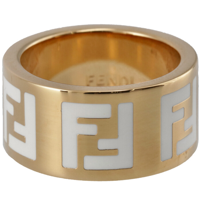 フェンディ FENDI リング FFロゴ 指輪 レディース ホワイト×ゴールド 8AG945 TL9 F0A47 | アメイジングサーカス