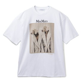 マックスマーラ MAX MARA Tシャツ TACCO ウェグマンプリント 半袖シャツ オーバーサイズ クルーネック ショートスリーブ 2319460139 0006 BIANCO【2023AW SALE】