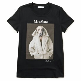 マックスマーラ MAX MARA Tシャツ VALIDO ウェグマンプリント 半袖シャツ クルーネック ショートスリーブ 2319460339 0006 NERO