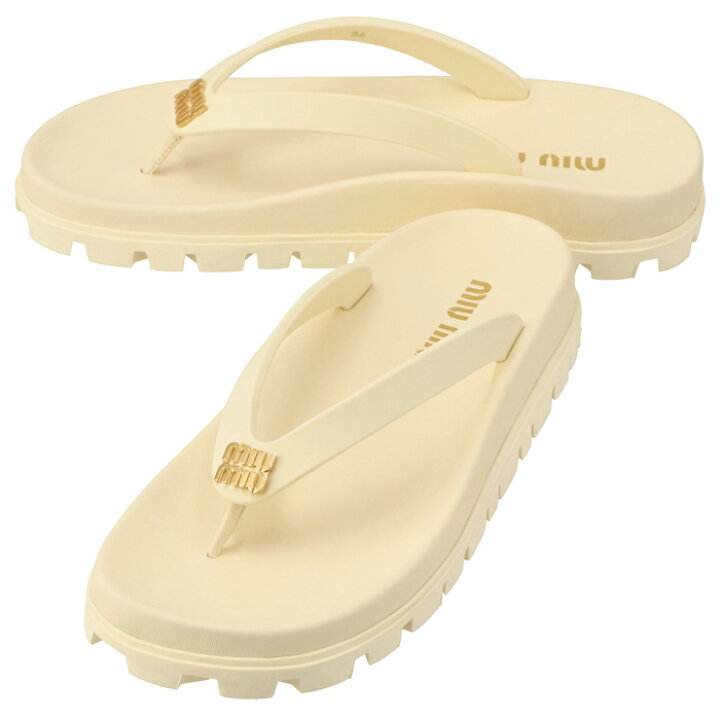楽天市場】ミュウミュウ MIU MIU スライドサンダル ロゴ フラット  