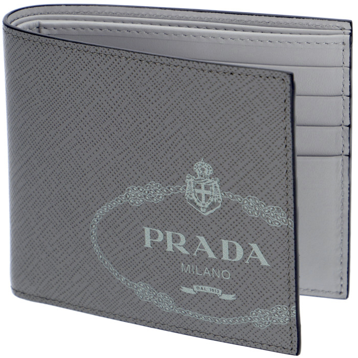 プラダ PRADA メンズ 財布 二つ折り サフィアーノプリント グレー系 2MO513 2MB8 MO7【06-SS】  アメイジングサーカス