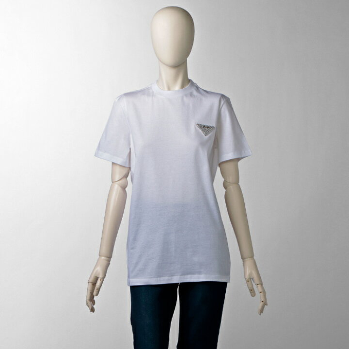 楽天市場】プラダ PRADA Tシャツ ラインストーン 三角ロゴ コットン  