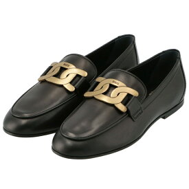 トッズ TOD`S レザー ローファー メタルチェーン フラットシューズ レディース 靴 ブラック XXW79A0DD00 NF5 B999【2023AW SALE】