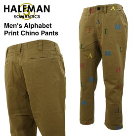 ハーフマン メンズ アルファベットプリント 七分丈チノパンツ ベージュ (HALF MAN MEN'S ALPHABET PRINT CHINO PANTS メンズ 男性用 チノパン) 【閉店 売り切り】