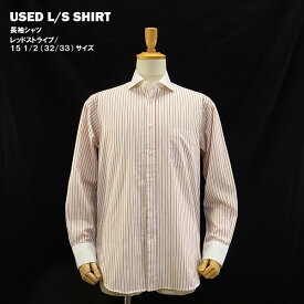 USED L/S シャツ レッドストライプ/15 1/2 (32-33) サイズ (長袖シャツ) 【海外直輸入USED品】 【閉店 売り切り】