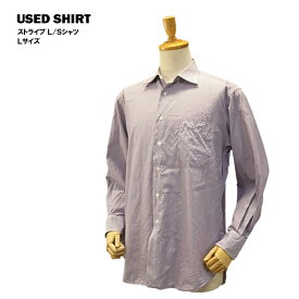 USED L/Sシャツ パープルストライプ / Lサイズ (Preswick&Moore) 【海外直輸入USED品】 【閉店 売り切り】