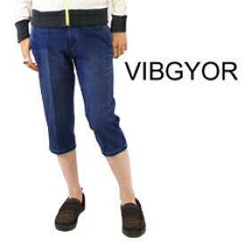 ヴィブジョー クロップドデニムパンツ (ハーフパンツ) USED加工 インディゴ VIBGYOR 【閉店 売り切り】