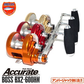 BX2-600HN 別注ボスエクストリーム BOSS XTREMEアキュレート ACロングアーム120mm＆SOM AE100EX EVA シルバーACCURATE 2スピードツインドラグハイギアレバードラグリールアンバーオレンジ/アメリカンレッド/アメリカンゴールド【左のみ】