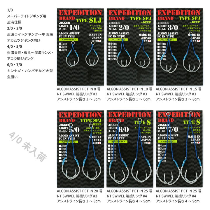 楽天市場 エクスぺディションブランド アシストフック完成品 1 0 Fc In Type 1pack 2pcs Expedition Brand Type Slj スーパーライトジギング用近海仕様アシストフック アシストライン長さ 1cm 2cm 3cm アンバージャック