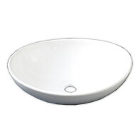 【送料無料】白陶器楕円型スリムデザイン手洗器カウンター洗面器ボウル Ambest SL35N0 オーバーフロー無…