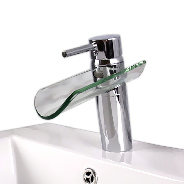 楽天市場】【送料無料】洗面手洗器ボウル用瓦形17cmガラス滝混合水栓立 