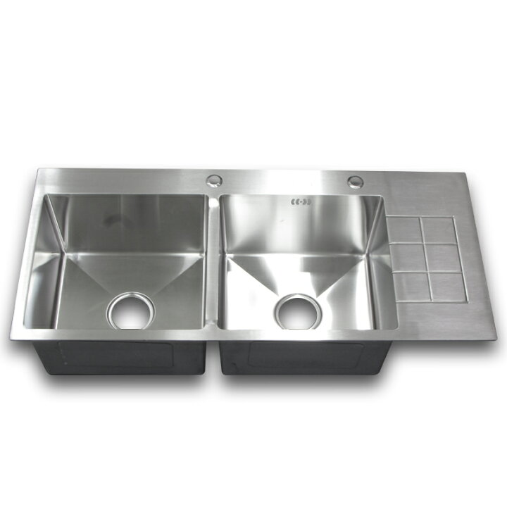 楽天市場】100x45x24cmステンレス二槽キッチン手板金シンク  