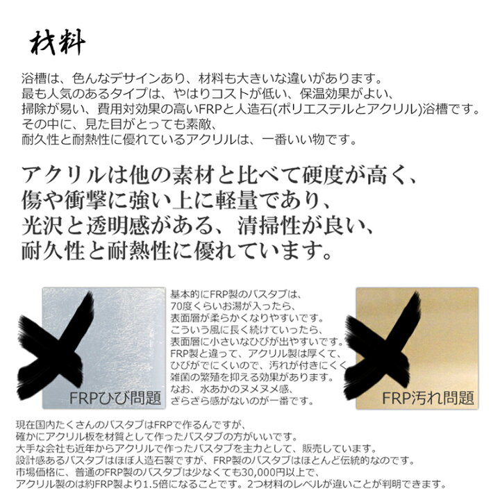 楽天市場】100cm小円置き型浴槽バスタブ人造大理石二重アクリル風呂 