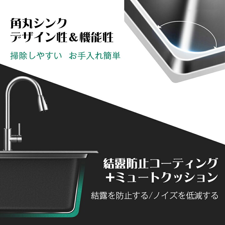楽天市場】58x43cmステンレスプレス一槽キッチンシンク台所流し台排水 